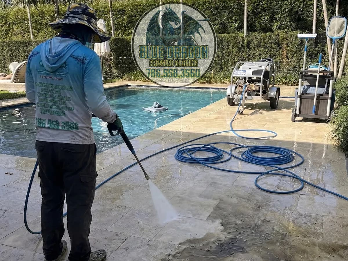 Pool Deck Cleaning in Miami & Doral | Blue Dragon Pressure Cleaning